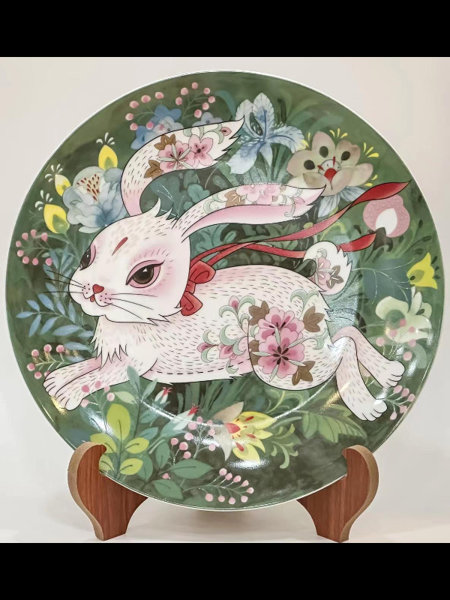 Jade rabbit presents auspicious plate